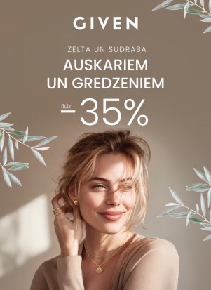 GIVEN zelta un sudraba auskariem un gredzeniem līdz -35%