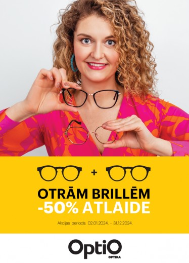 50% atlaide otrām brillēm